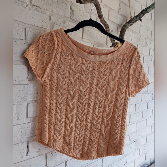 NWOT FREE PEOPLE Baby Cable Tee Large - Picture 4 of 6